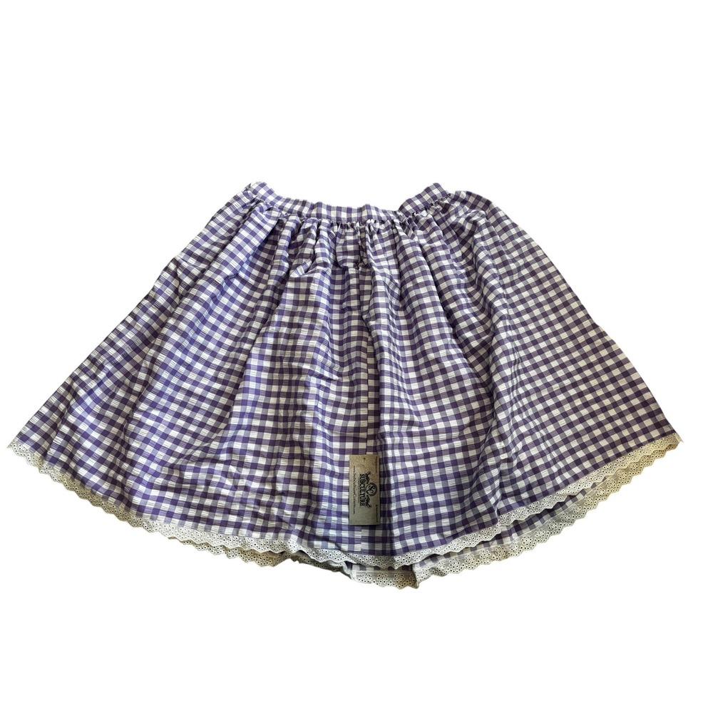NWT Hell Bunny Skirt 2XL Purple Gingham Seersucker Eyelet Lace Rockabilly Retro